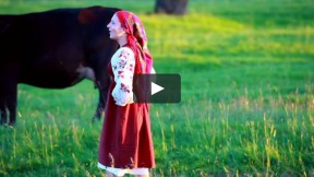 Farm Woman Wearing a Colorful Dress